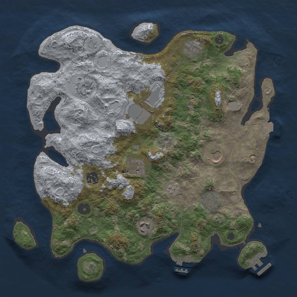 Rust Map: Procedural Map, Size: 3600, Seed: 120000, 17 Monuments