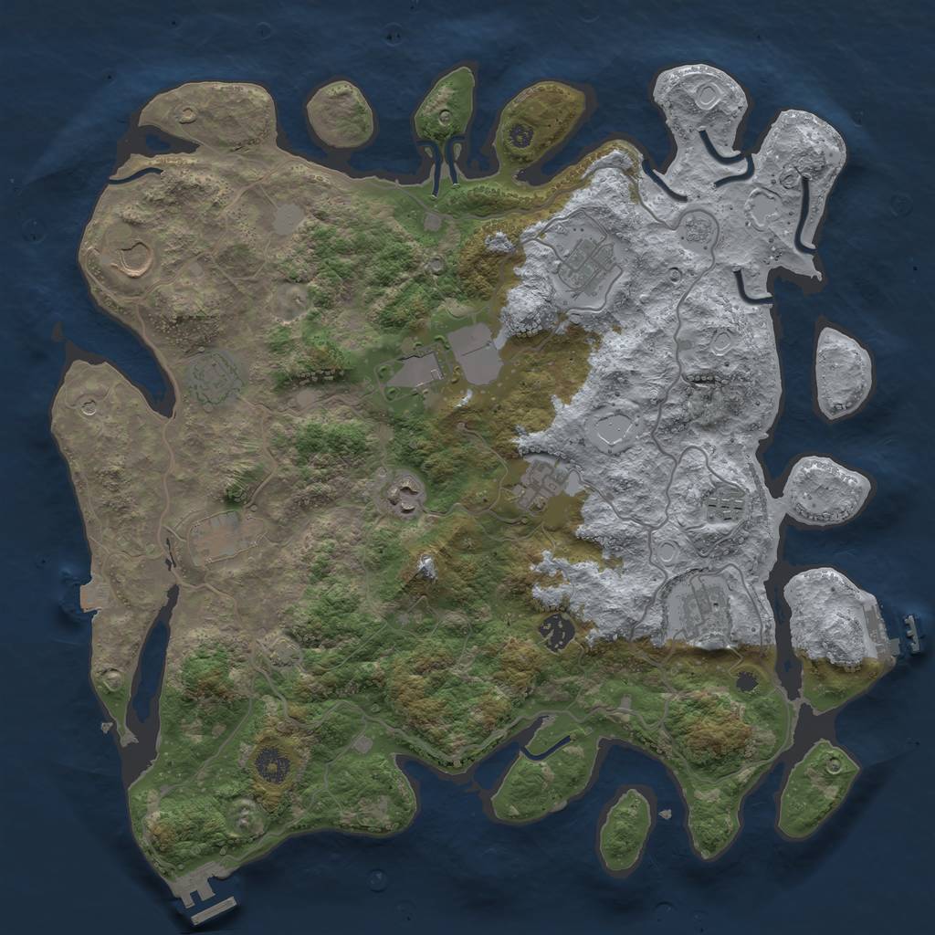 Rust Map: Procedural Map, Size: 4000, Seed: 1089545864, 18 Monuments