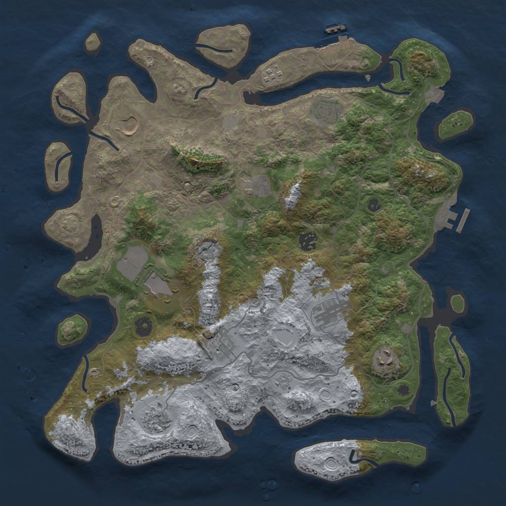 Rust Map: Procedural Map, Size: 4000, Seed: 1888235691, 18 Monuments