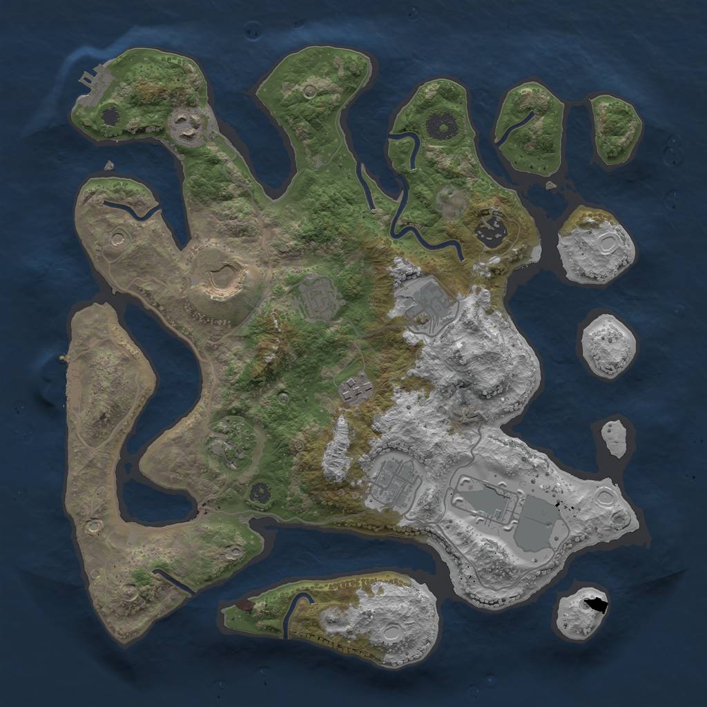 Rust Map: Procedural Map, Size: 3500, Seed: 2715, 17 Monuments