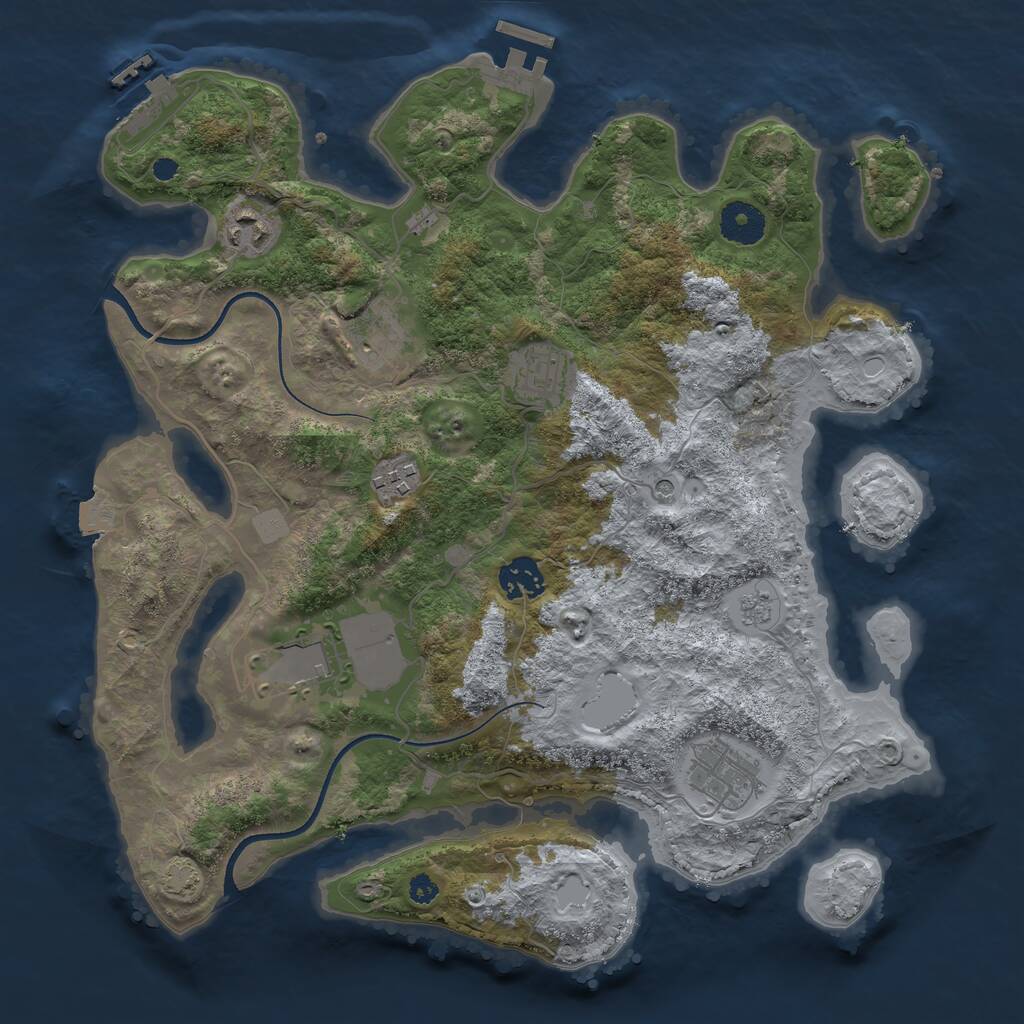 Rust Map: Procedural Map, Size: 3500, Seed: 2715, 13 Monuments