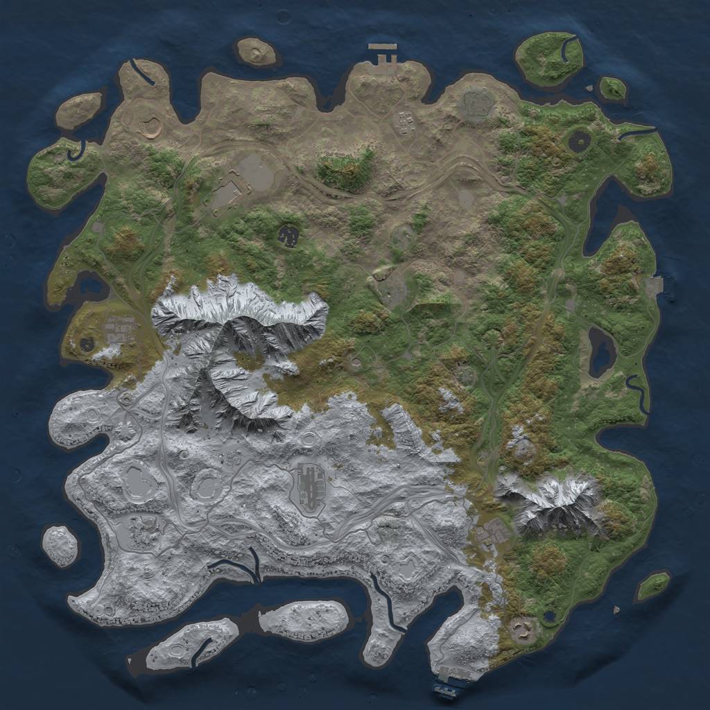 Rust Map: Procedural Map, Size: 5000, Seed: 918, 19 Monuments