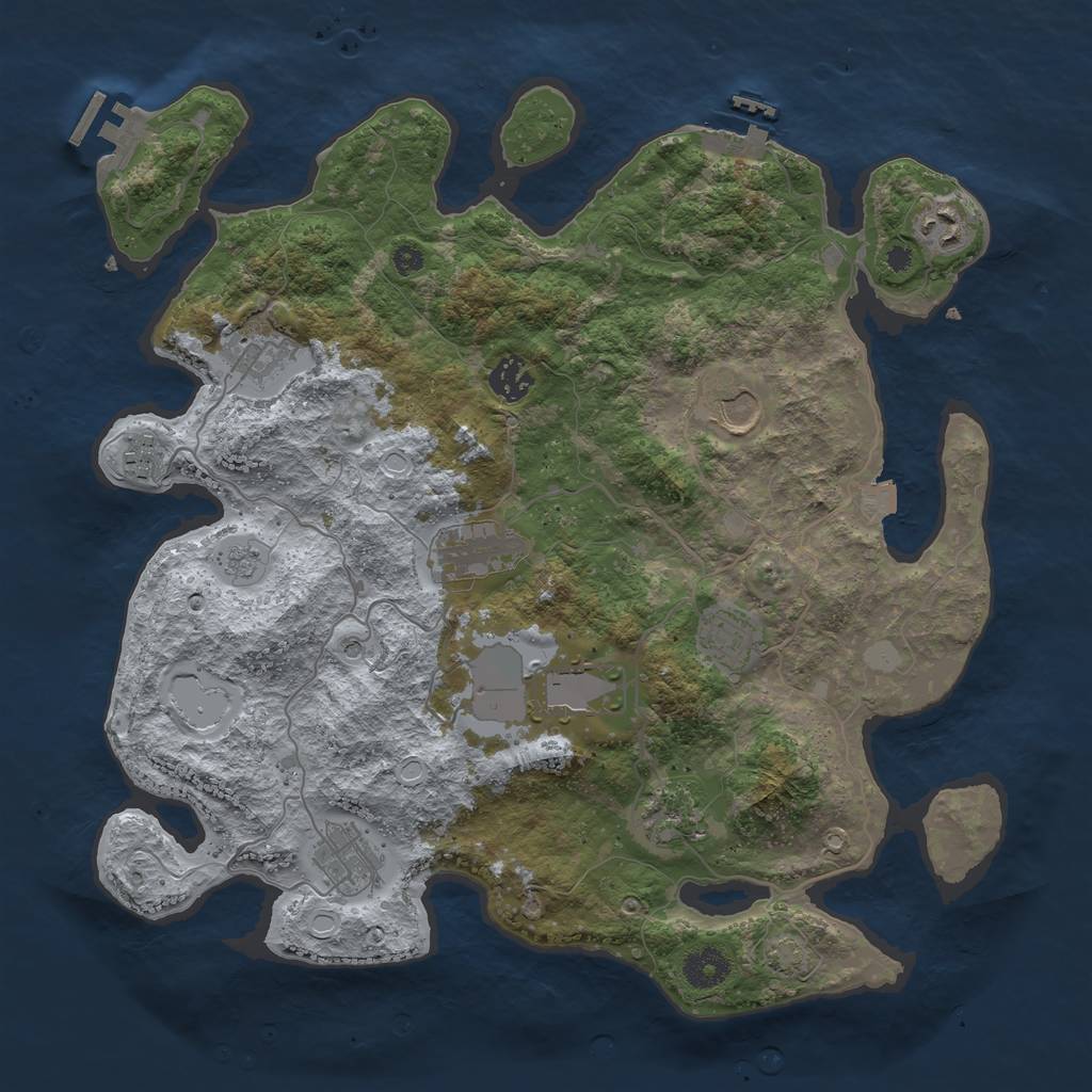 Rust Map: Procedural Map, Size: 3750, Seed: 69262, 18 Monuments