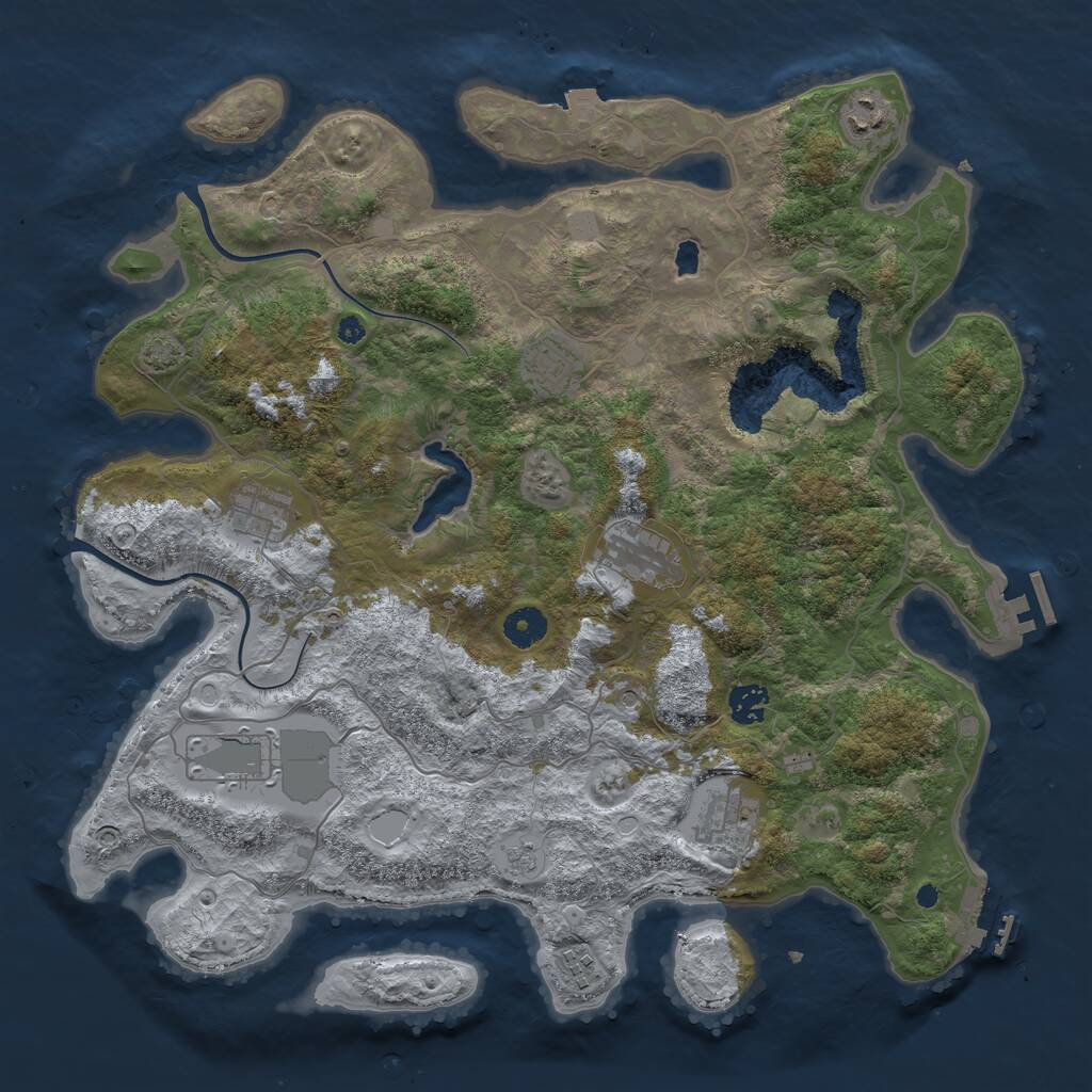 Rust Map: Procedural Map, Size: 4000, Seed: 1993889950, 14 Monuments