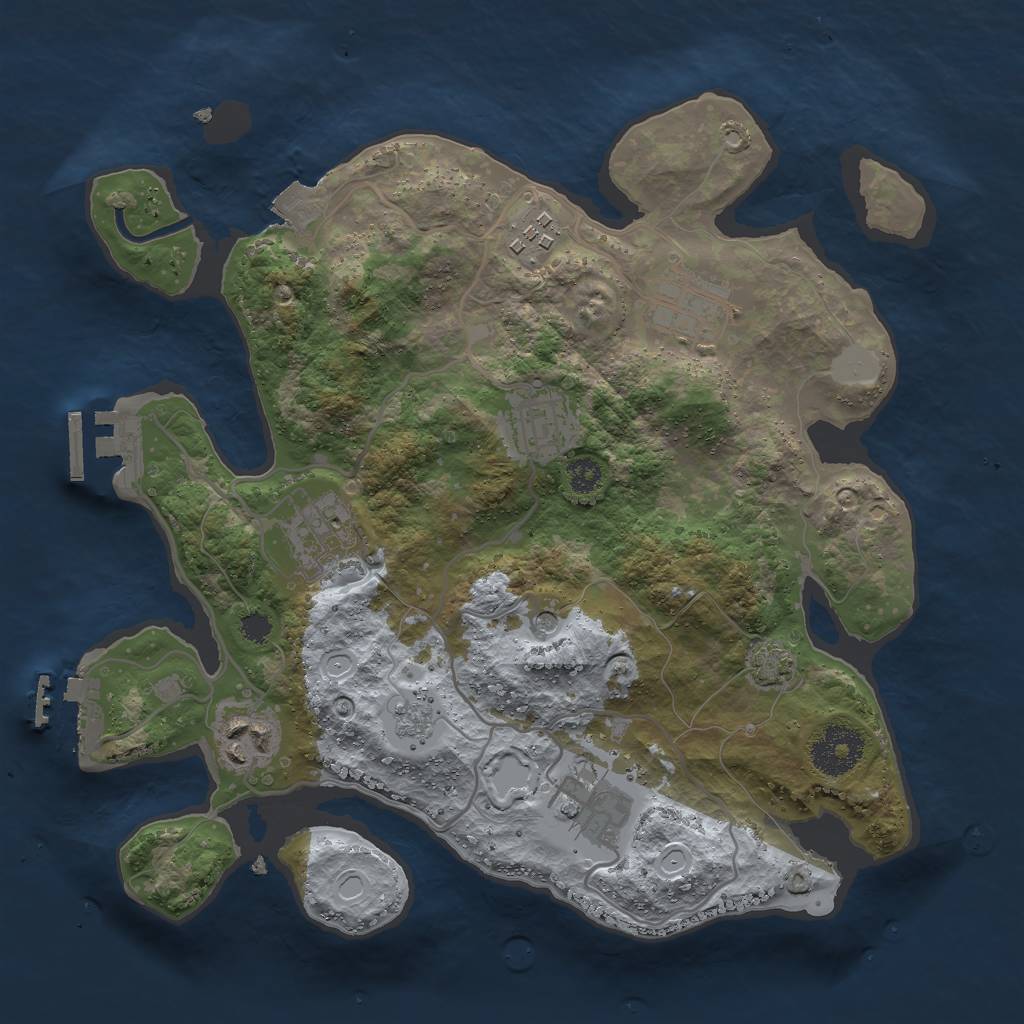 Rust Map: Procedural Map, Size: 3000, Seed: 750574034, 14 Monuments