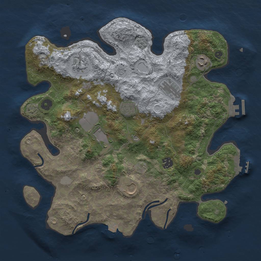 Rust Map: Procedural Map, Size: 3500, Seed: 84226908, 16 Monuments