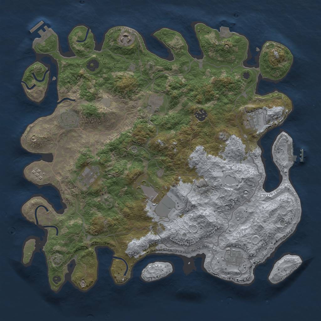 Rust Map: Procedural Map, Size: 4000, Seed: 163570230, 17 Monuments