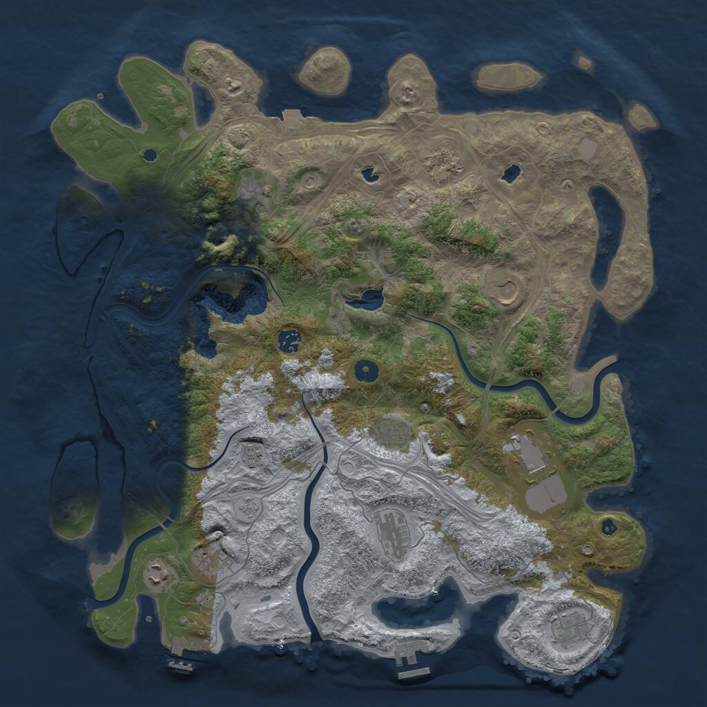 Rust Map: Procedural Map, Size: 4500, Seed: 971035130, 17 Monuments