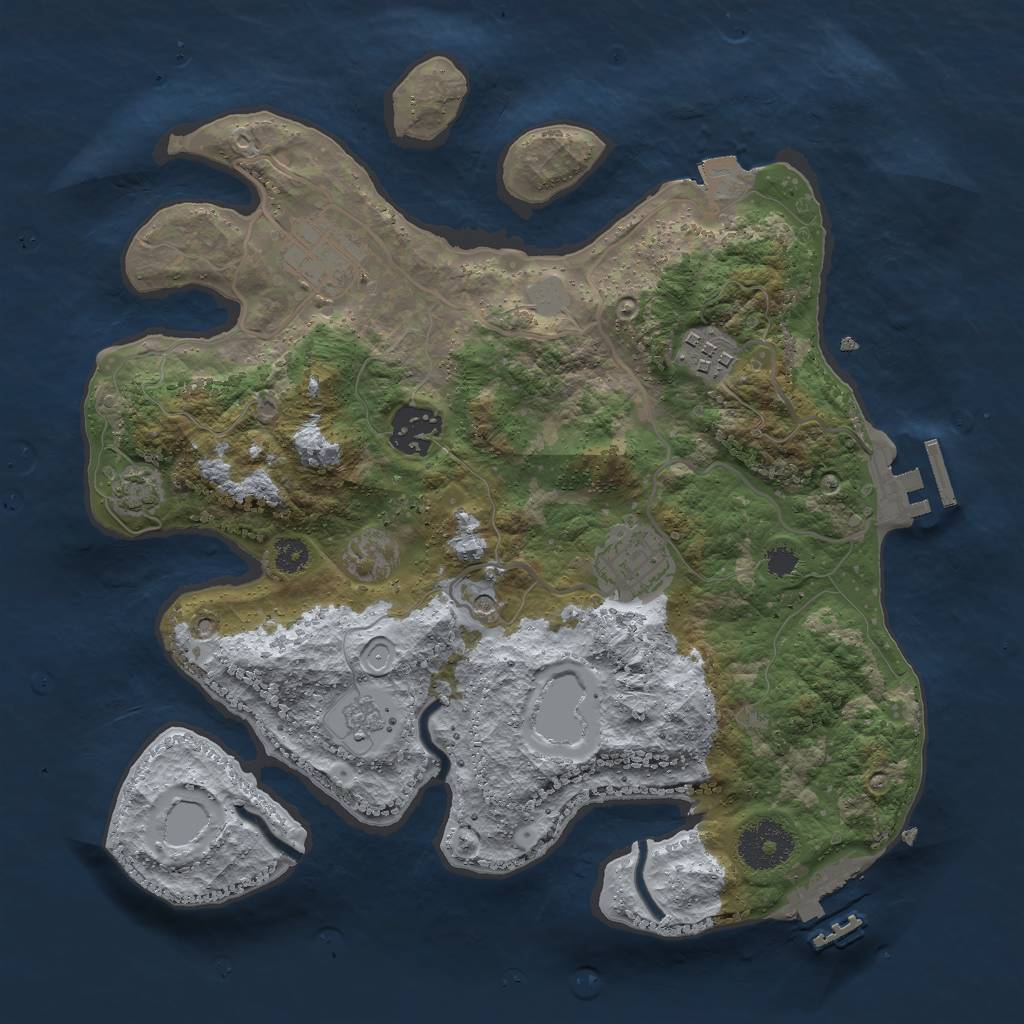 Rust Map: Procedural Map, Size: 3000, Seed: 55164, 12 Monuments