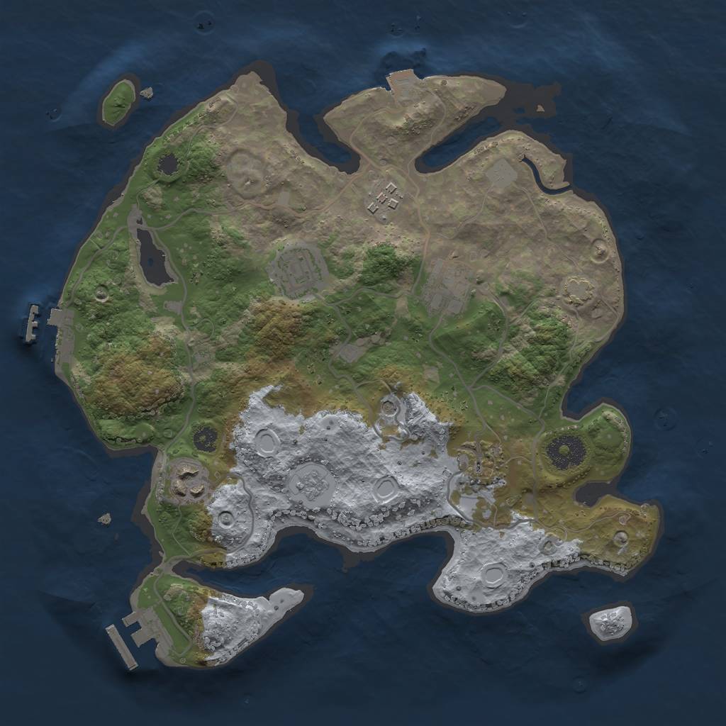 Rust Map: Procedural Map, Size: 3000, Seed: 1657958788, 13 Monuments
