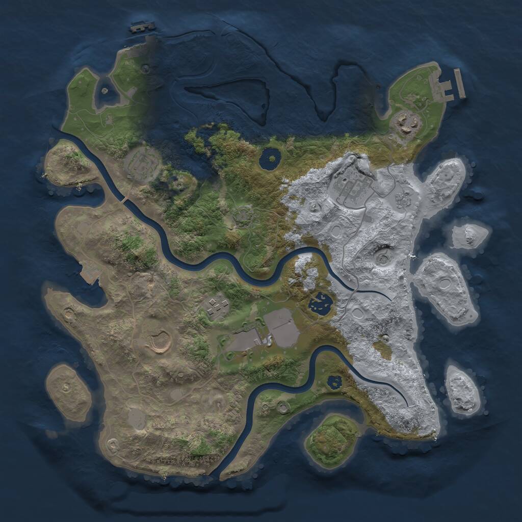Rust Map: Procedural Map, Size: 3500, Seed: 705489028, 13 Monuments