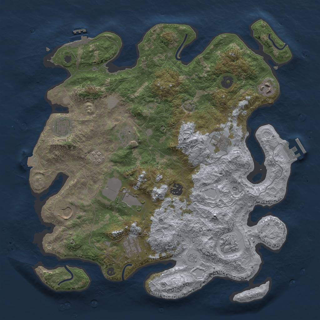 Rust Map: Procedural Map, Size: 3850, Seed: 5847, 18 Monuments