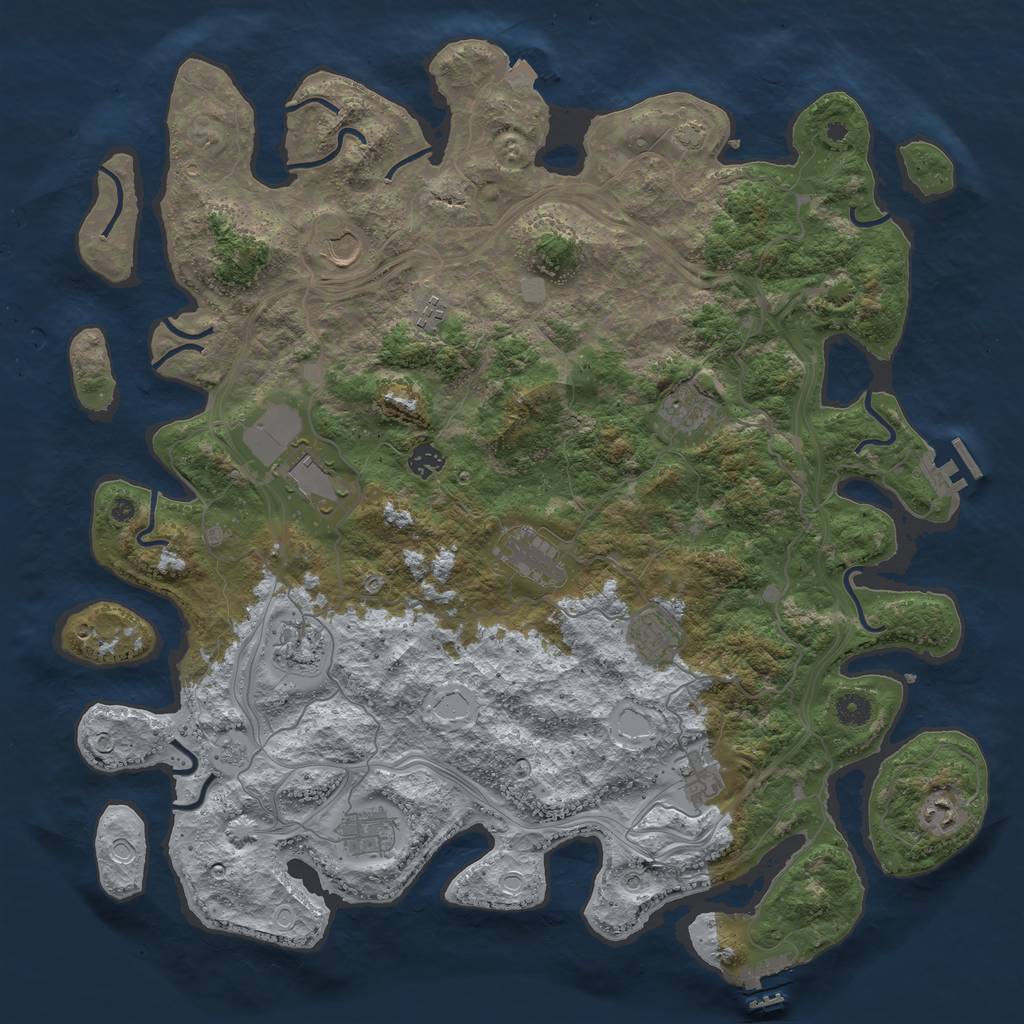 Rust Map: Procedural Map, Size: 4500, Seed: 997920663, 19 Monuments