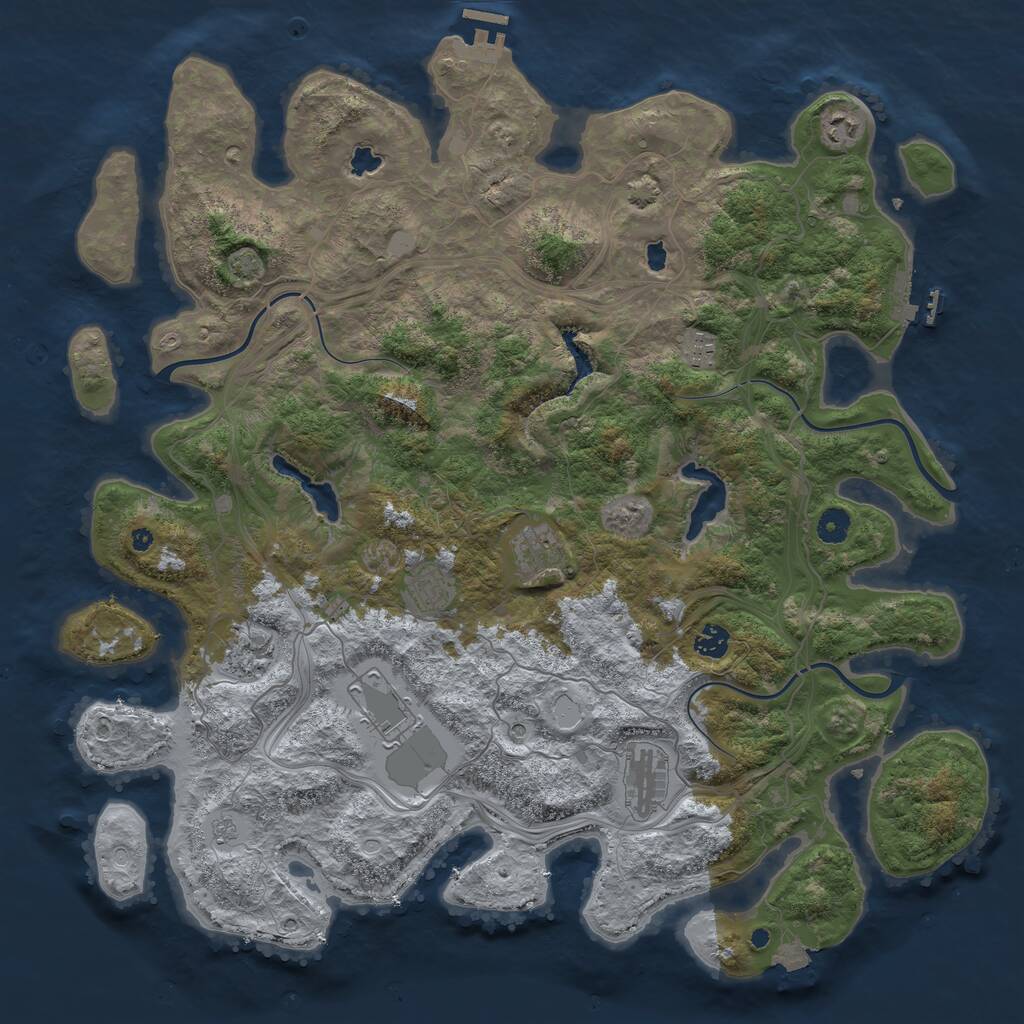 Rust Map: Procedural Map, Size: 4500, Seed: 997920663, 14 Monuments