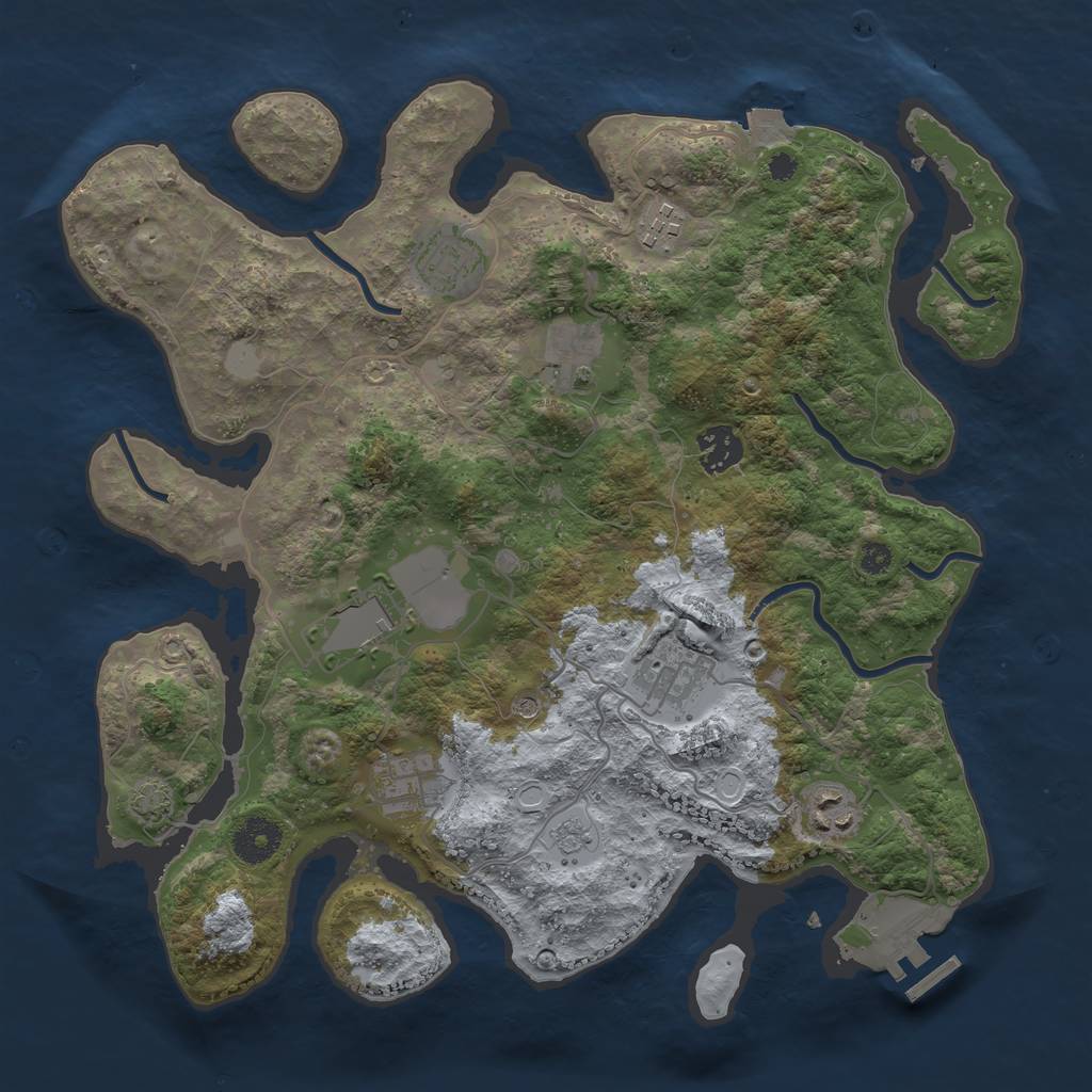 Rust Map: Procedural Map, Size: 3500, Seed: 2045252476, 15 Monuments