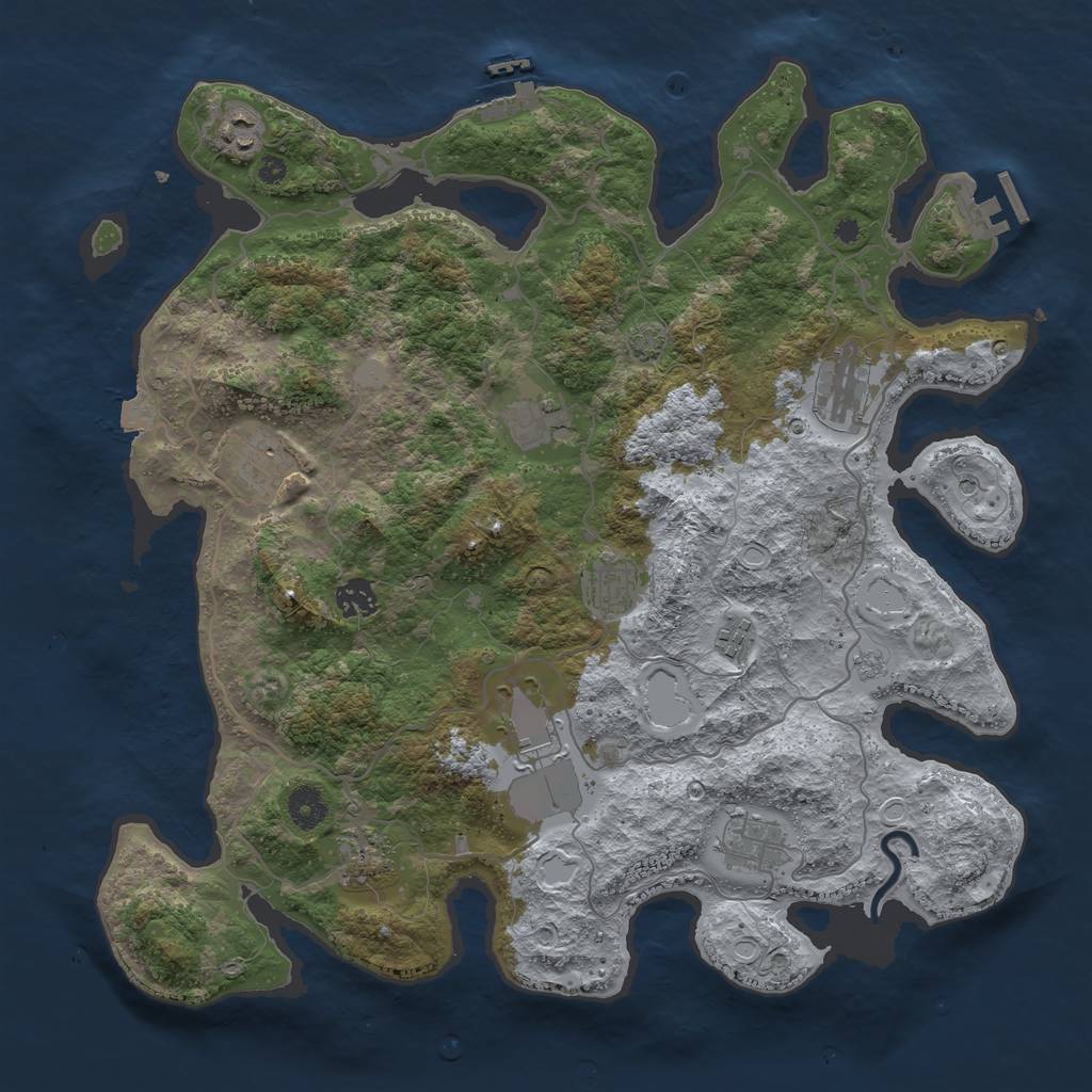 Rust Map: Procedural Map, Size: 4000, Seed: 1300785623, 18 Monuments