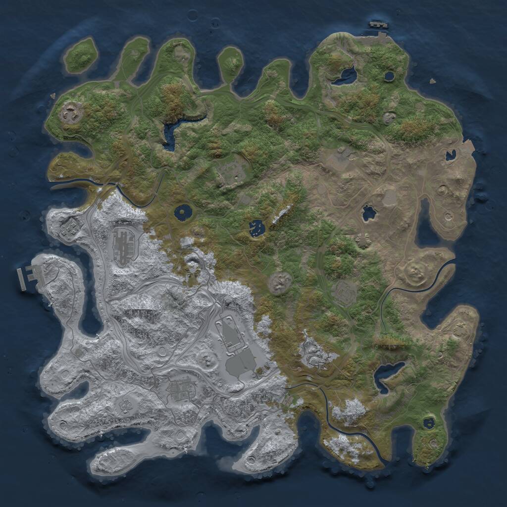 Rust Map: Procedural Map, Size: 4500, Seed: 429592707, 16 Monuments