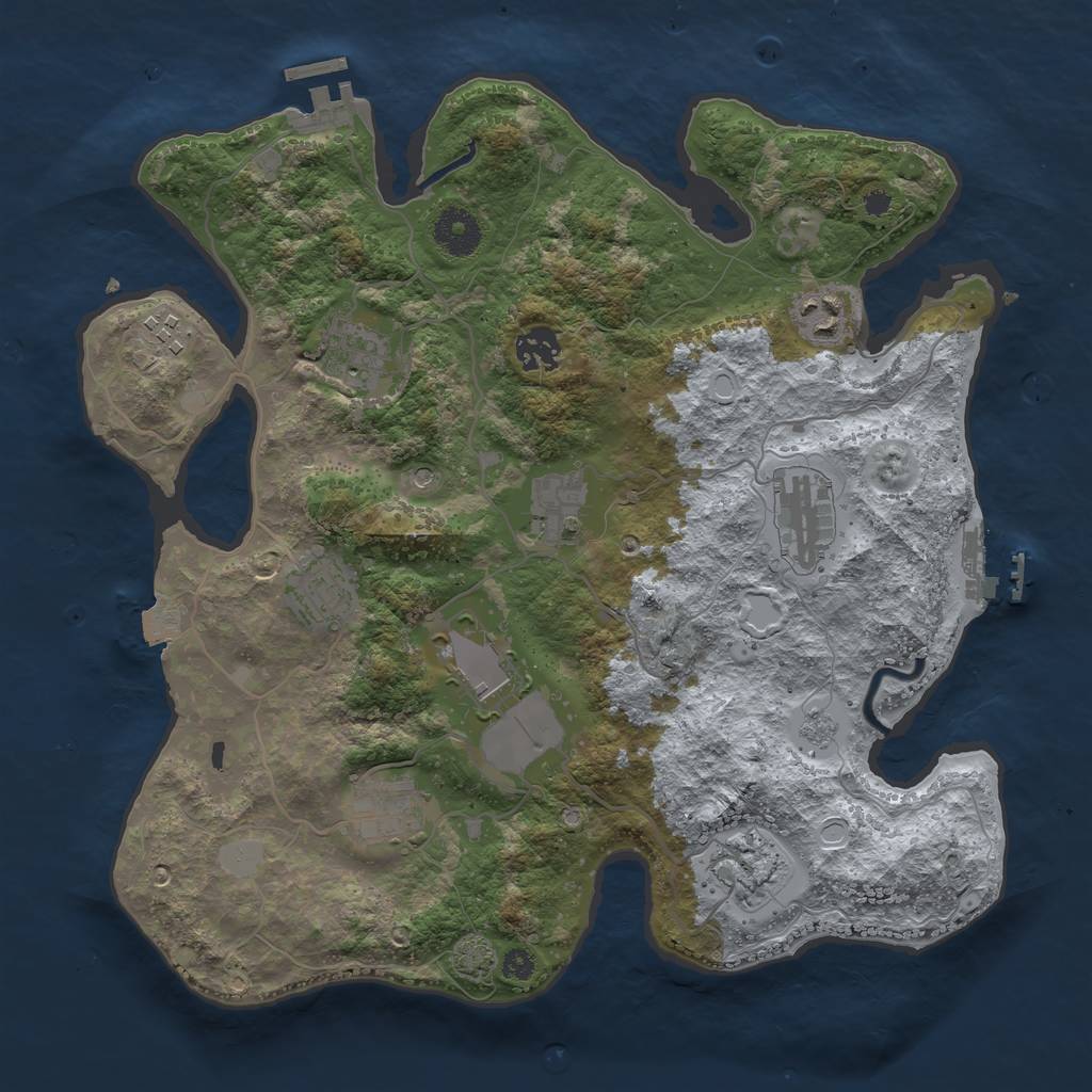 Rust Map: Procedural Map, Size: 3500, Seed: 1063754174, 18 Monuments