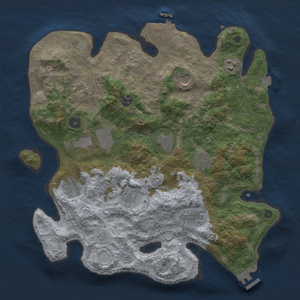 Rust Map: Procedural Map, Size: 3750, Seed: 464328, 19 Monuments