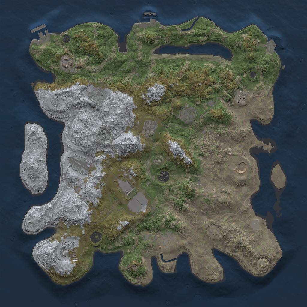 Rust Map: Procedural Map, Size: 4000, Seed: 1725731374, 19 Monuments