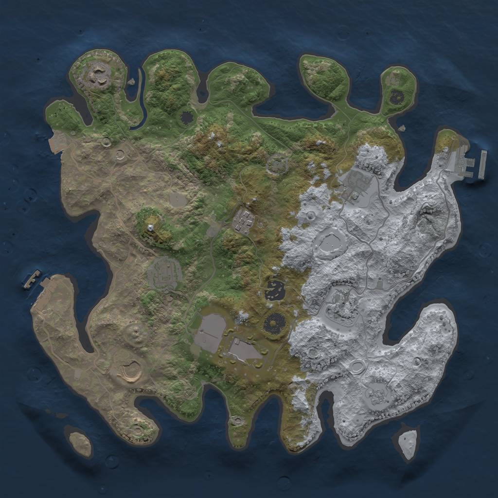 Rust Map: Procedural Map, Size: 3500, Seed: 34644187, 16 Monuments