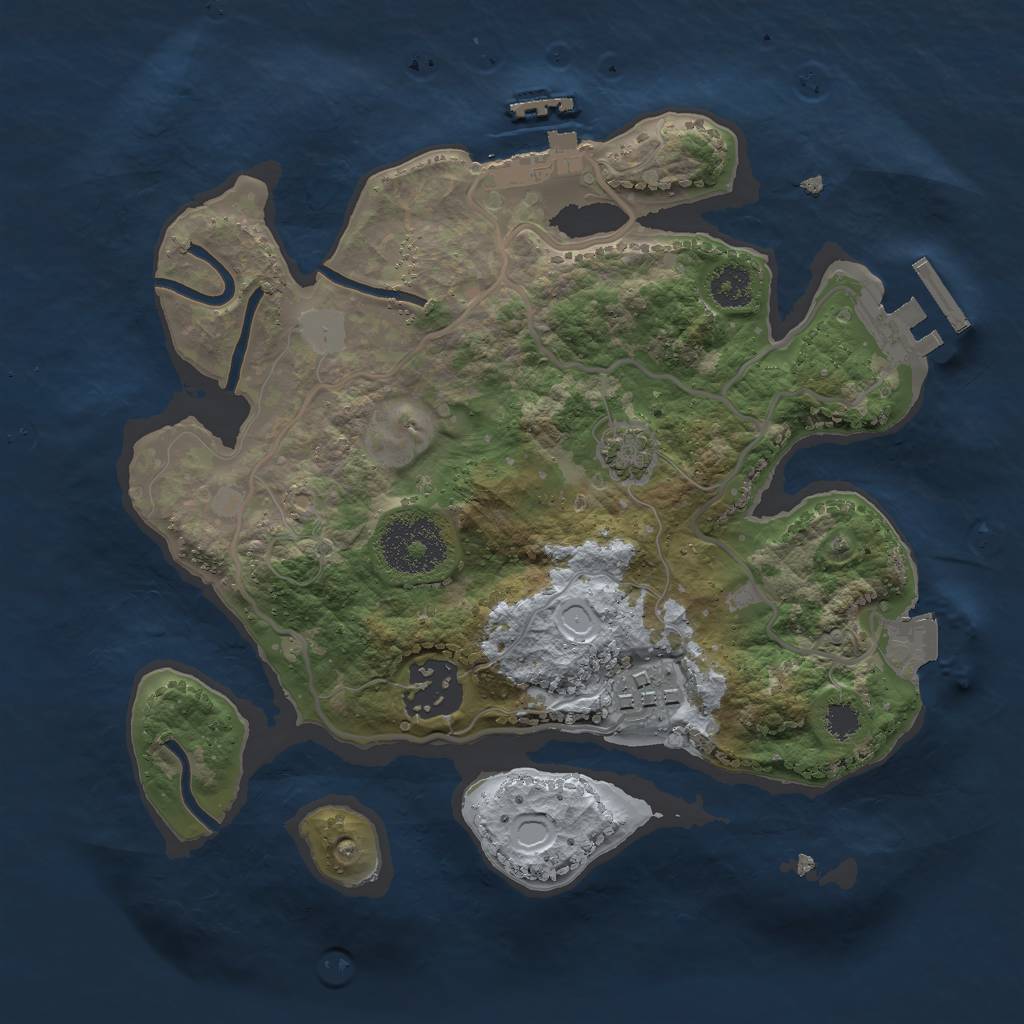 Rust Map: Procedural Map, Size: 2500, Seed: 1177301946, 8 Monuments