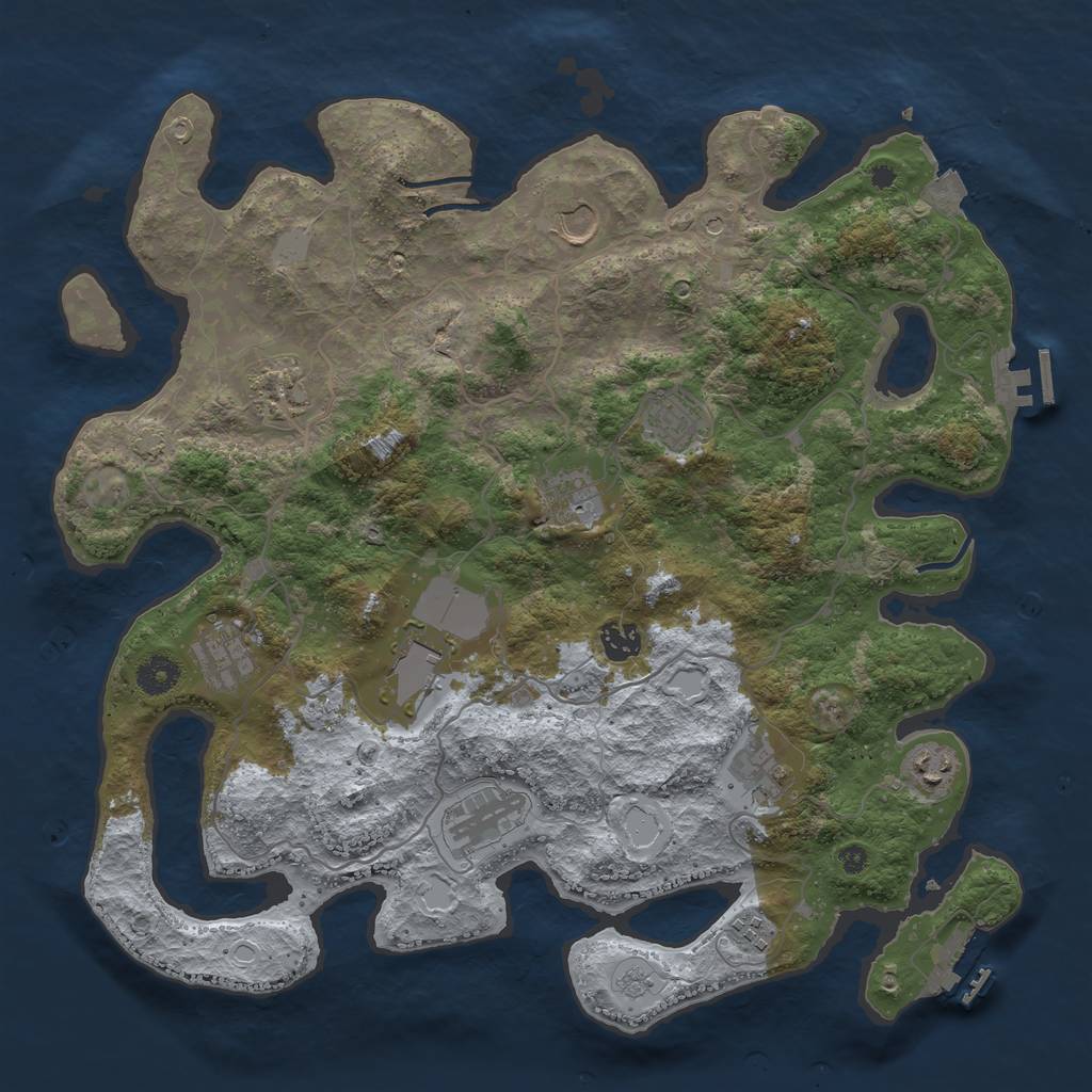 Rust Map: Procedural Map, Size: 4000, Seed: 1355095580, 19 Monuments