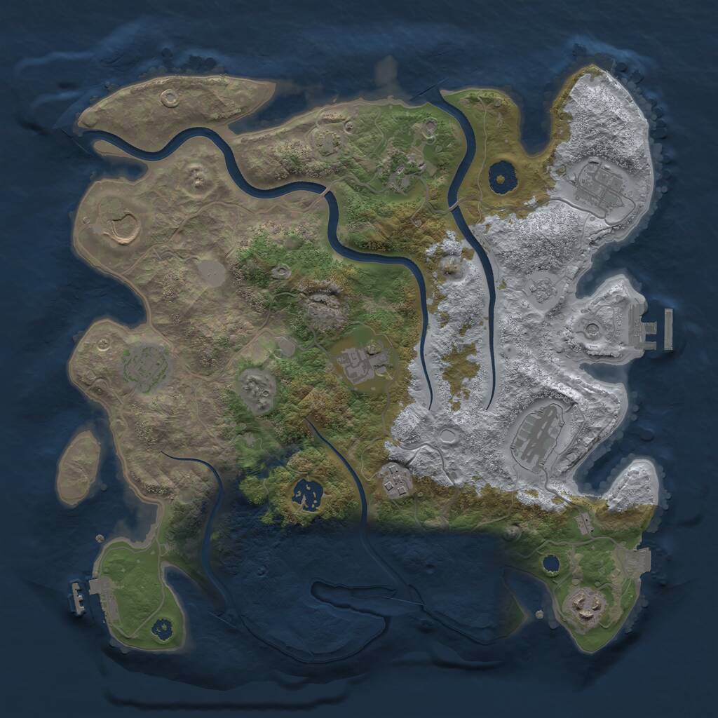Rust Map: Procedural Map, Size: 3500, Seed: 164357814, 15 Monuments