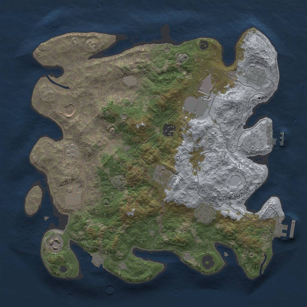 Rust Map: Procedural Map, Size: 3500, Seed: 164357814, 17 Monuments