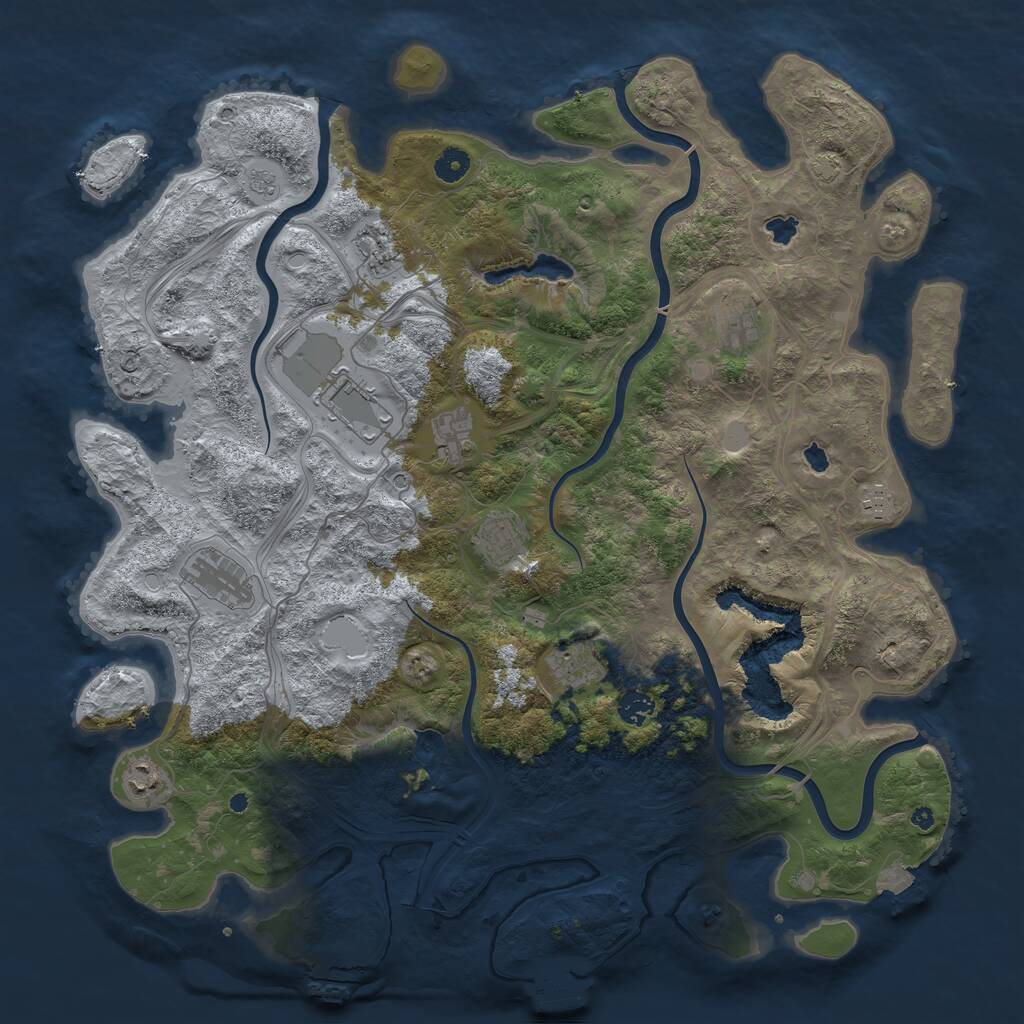 Rust Map: Procedural Map, Size: 4500, Seed: 843868772, 16 Monuments
