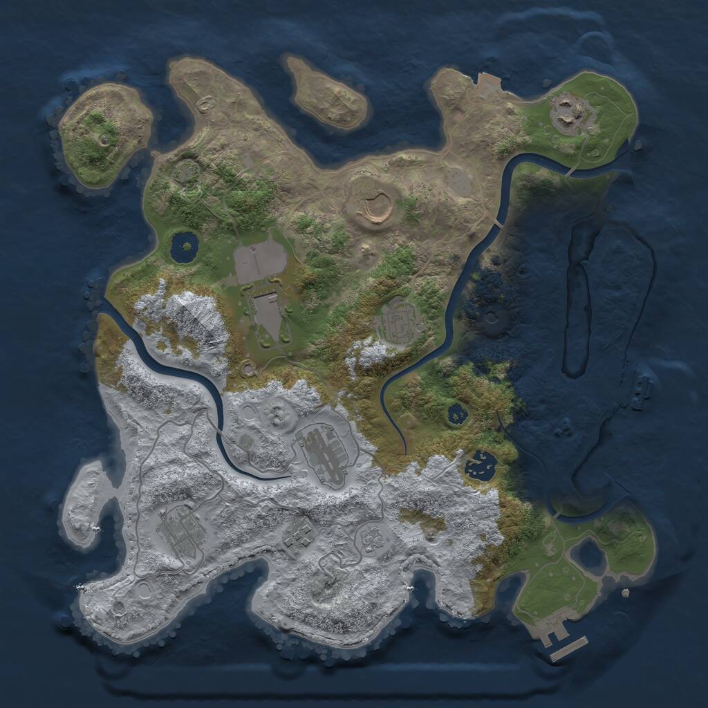 Rust Map: Procedural Map, Size: 3500, Seed: 880623779, 16 Monuments