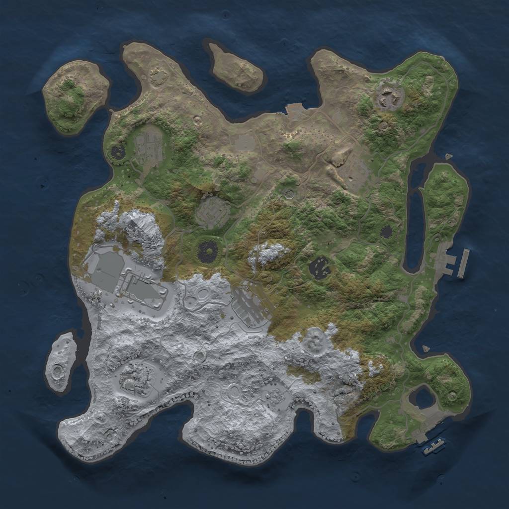 Rust Map: Procedural Map, Size: 3500, Seed: 880623779, 16 Monuments