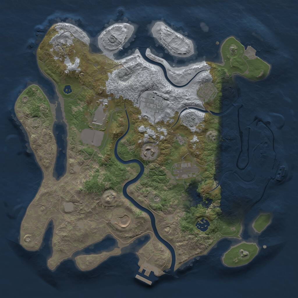Rust Map: Procedural Map, Size: 3500, Seed: 2014044332, 16 Monuments