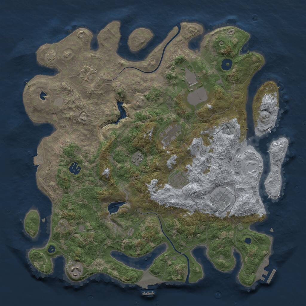 Rust Map: Procedural Map, Size: 4000, Seed: 1976859394, 16 Monuments