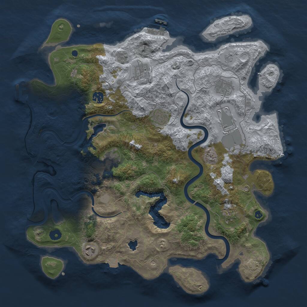 Rust Map: Procedural Map, Size: 4000, Seed: 654258, 17 Monuments