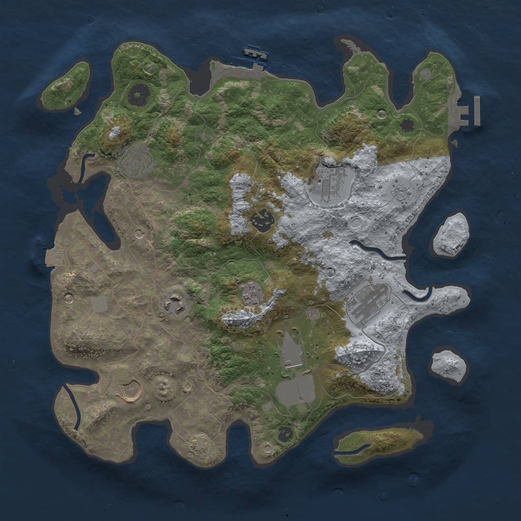 Rust Map: Procedural Map, Size: 3500, Seed: 1996024987, 16 Monuments