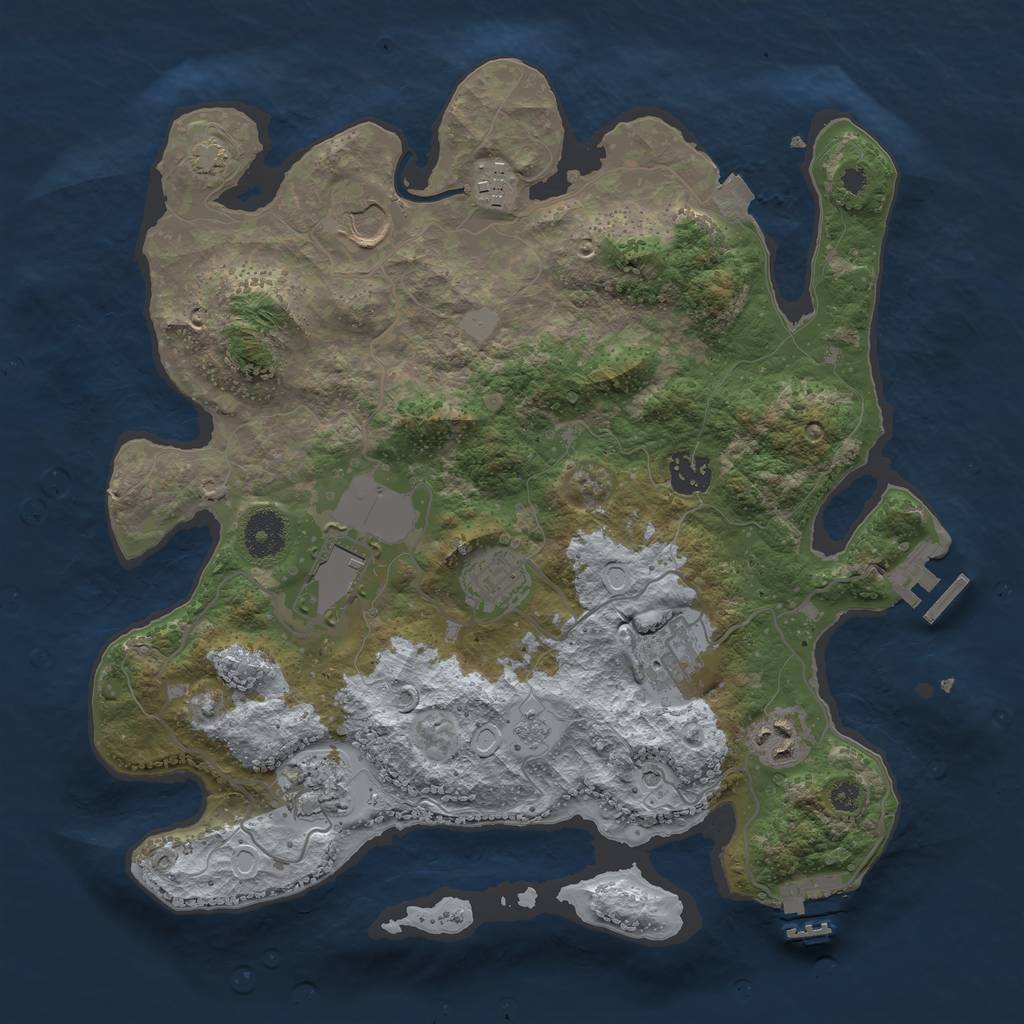 Rust Map: Procedural Map, Size: 3500, Seed: 147446580, 16 Monuments