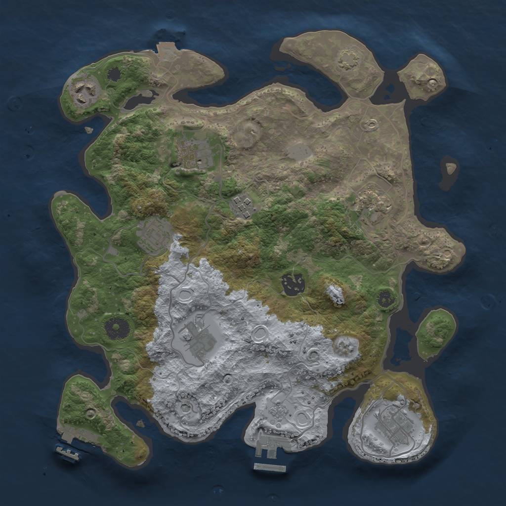 Rust Map: Procedural Map, Size: 3200, Seed: 2060083054, 16 Monuments