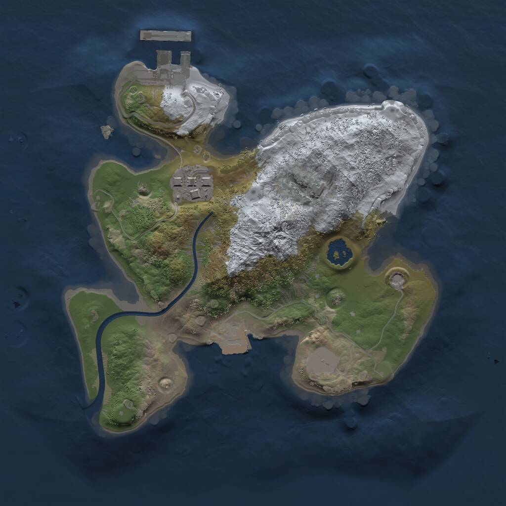 Rust Map: Procedural Map, Size: 2000, Seed: 1619232827, 3 Monuments