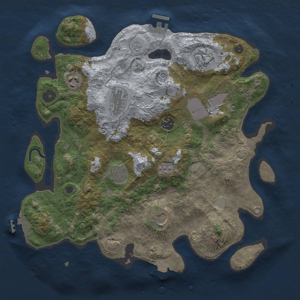 Rust Map: Procedural Map, Size: 3500, Seed: 44718988, 16 Monuments