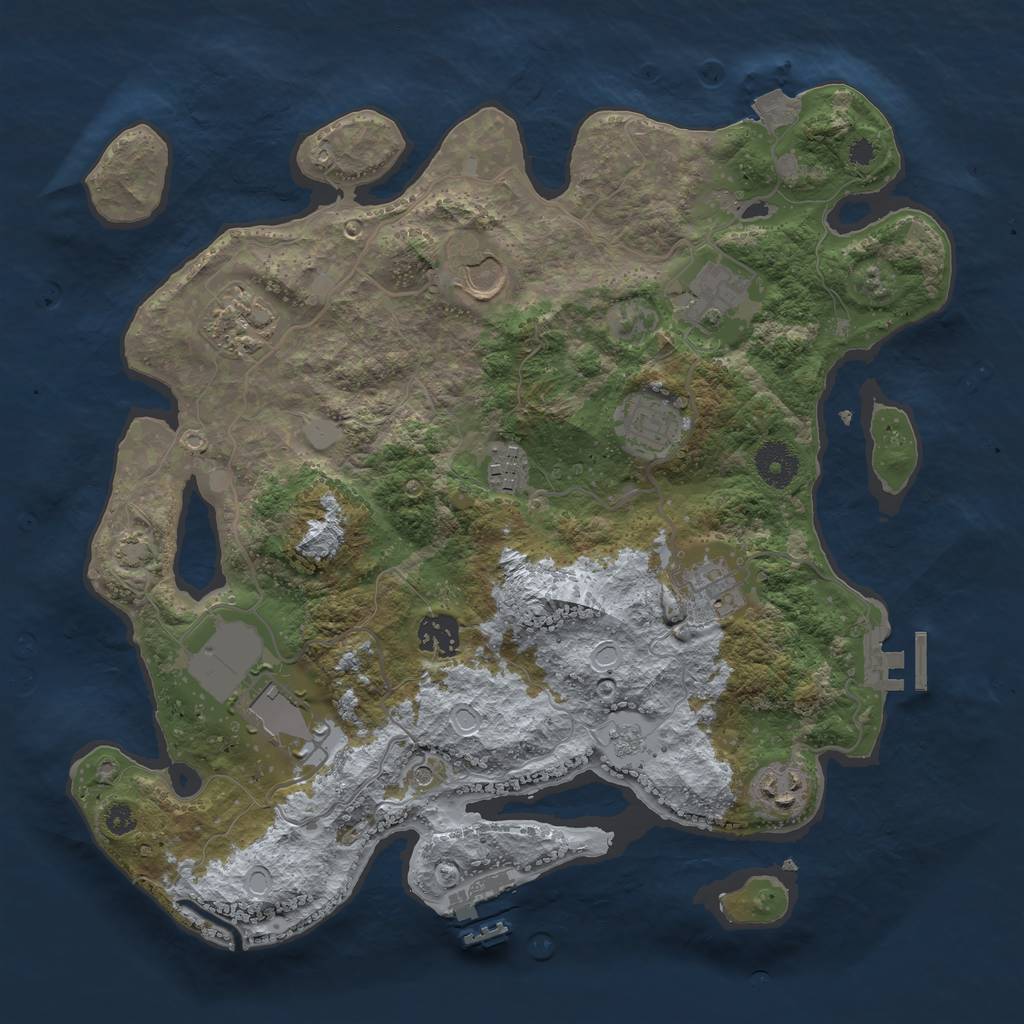 Rust Map: Procedural Map, Size: 3500, Seed: 1596330235, 17 Monuments