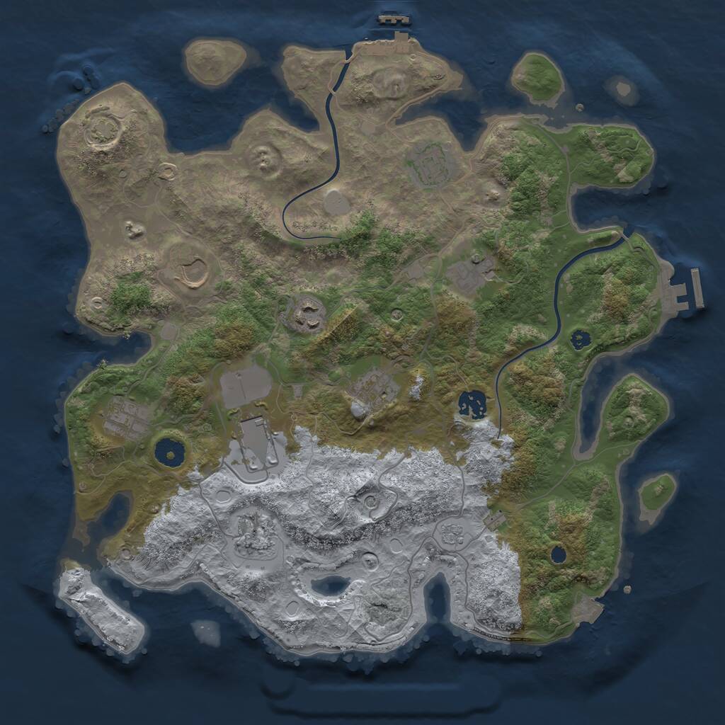 Rust Map: Procedural Map, Size: 3700, Seed: 1857005521, 15 Monuments