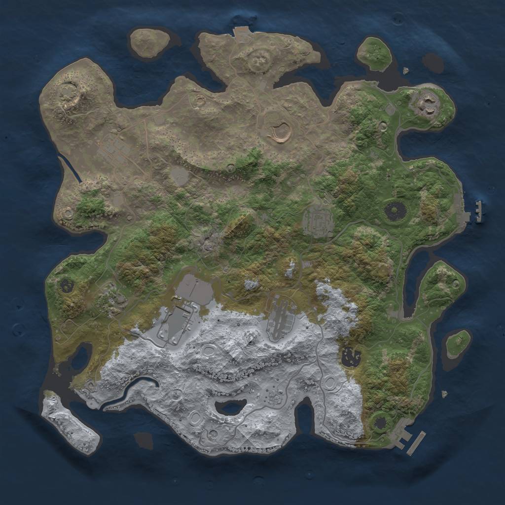 Rust Map: Procedural Map, Size: 3700, Seed: 1857005521, 16 Monuments