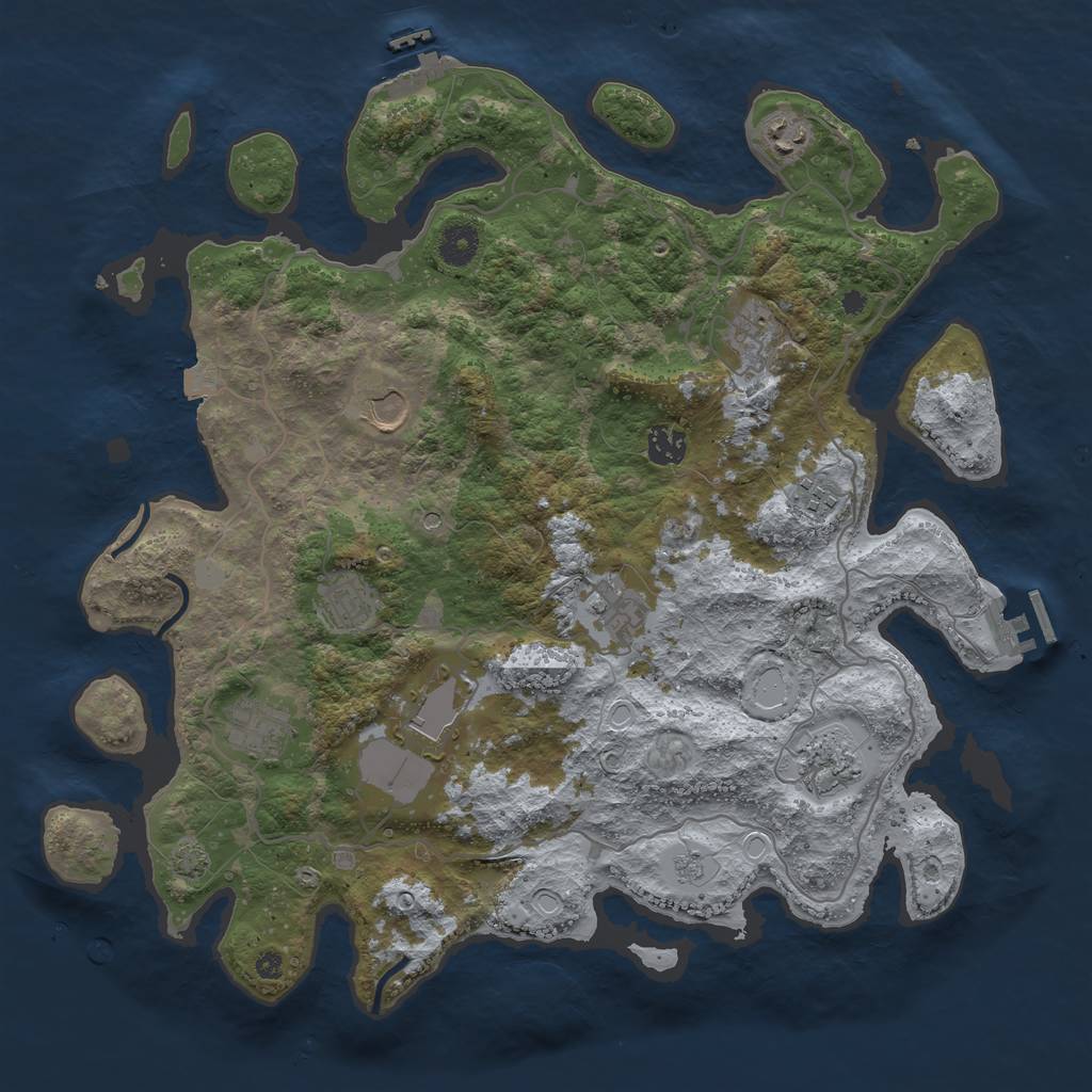 Rust Map: Procedural Map, Size: 4000, Seed: 845614, 18 Monuments