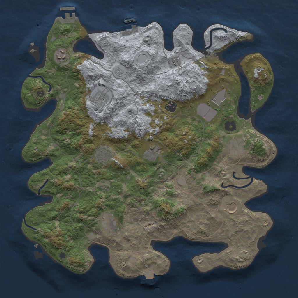 Rust Map: Procedural Map, Size: 4000, Seed: 2051777314, 18 Monuments