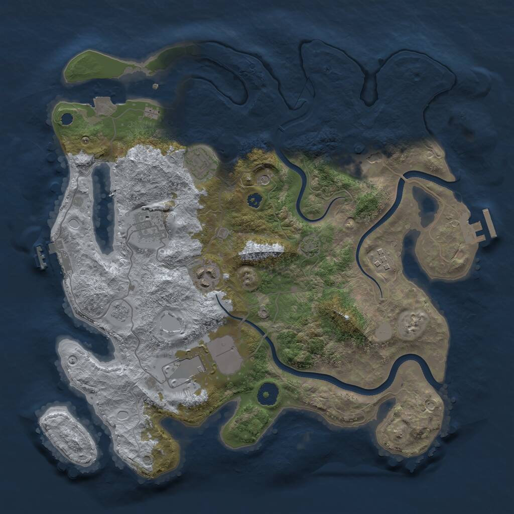Rust Map: Procedural Map, Size: 3500, Seed: 1886547203, 12 Monuments