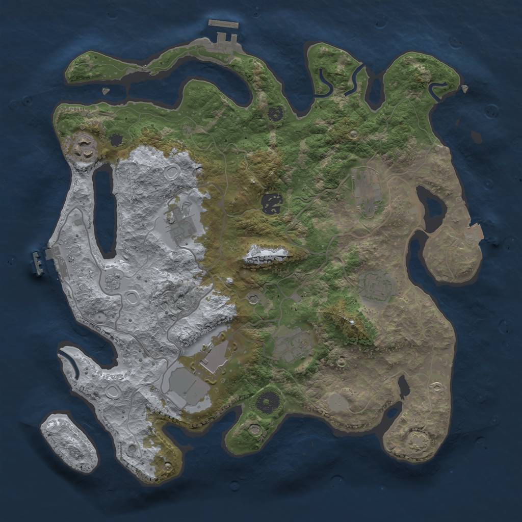 Rust Map: Procedural Map, Size: 3500, Seed: 1886547203, 15 Monuments