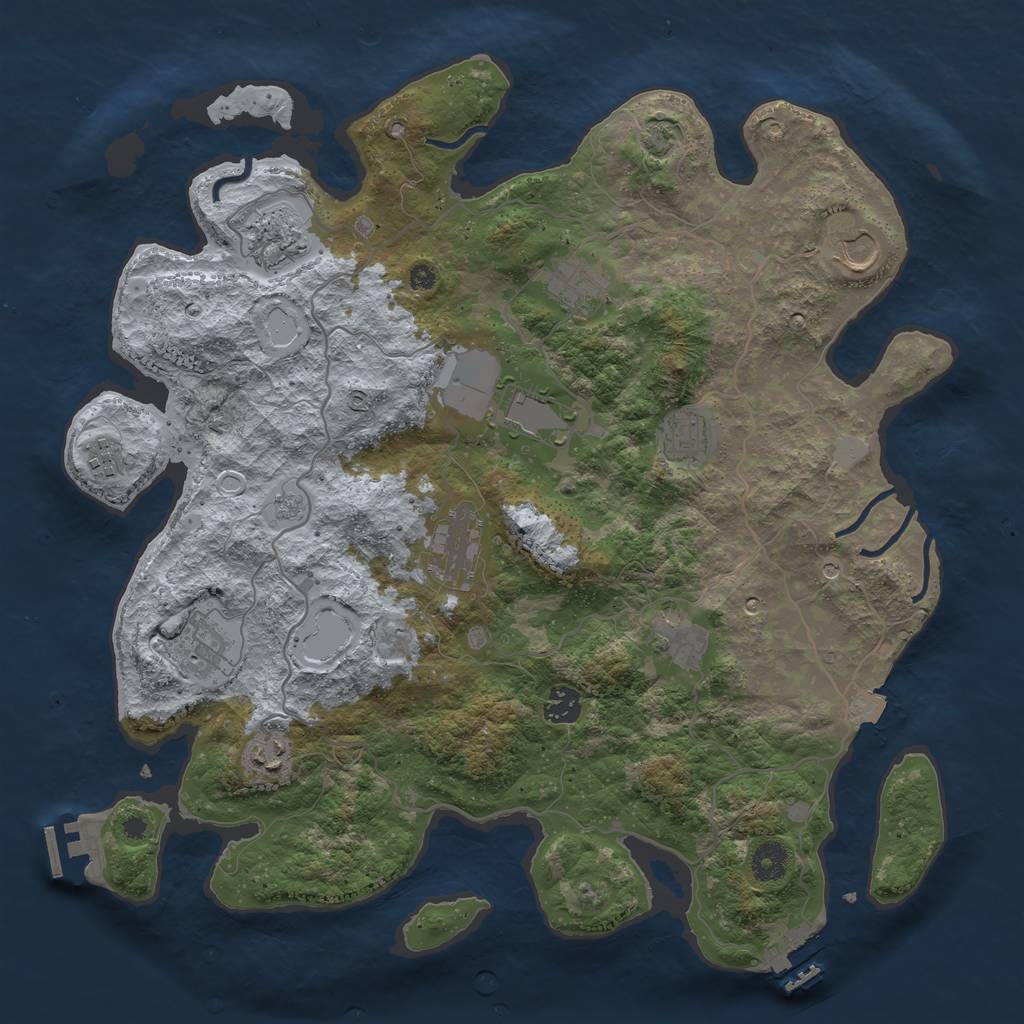 Rust Map: Procedural Map, Size: 4000, Seed: 487257236, 19 Monuments