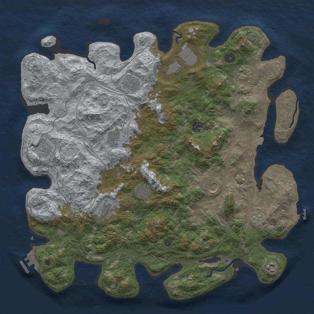 Rust Map: Procedural Map, Size: 4500, Seed: 54728946, 19 Monuments