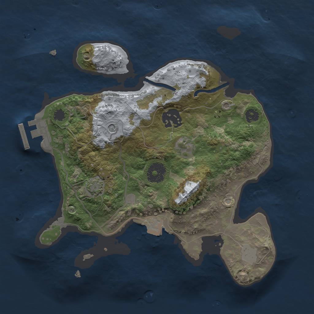 Rust Map: Procedural Map, Size: 2400, Seed: 2143943979, 7 Monuments